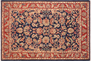handmade Traditional Kafkaz Chobi Ziegler Blue Red Hand Knotted RECTANGLE 100% WOOL area rug 6 x 9